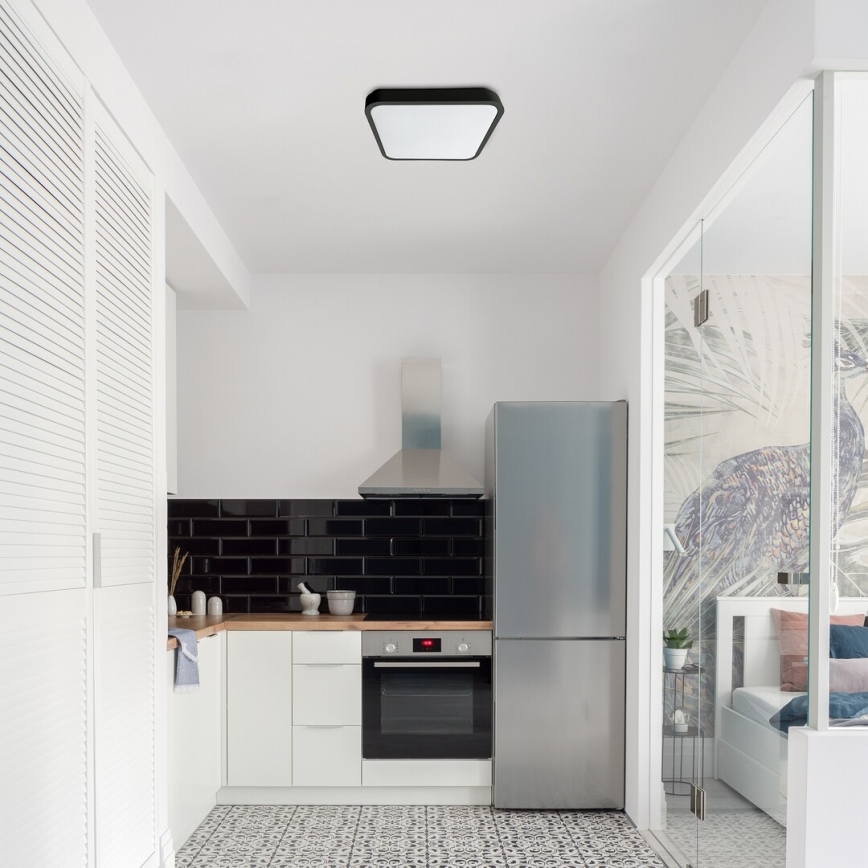 Rabalux - LED loftlampe til badeværelse dæmpbar LED/36W/230V 3000-6000K IP44 42x42 cm sort + fjernbetjening