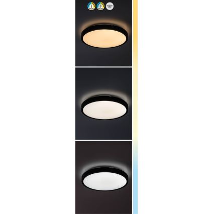 Rabalux - LED loftlampe til badeværelse dæmpbar LED/24W/230V 3000-6000K IP44 diameter 35,5 cm sort + fjernbetjening