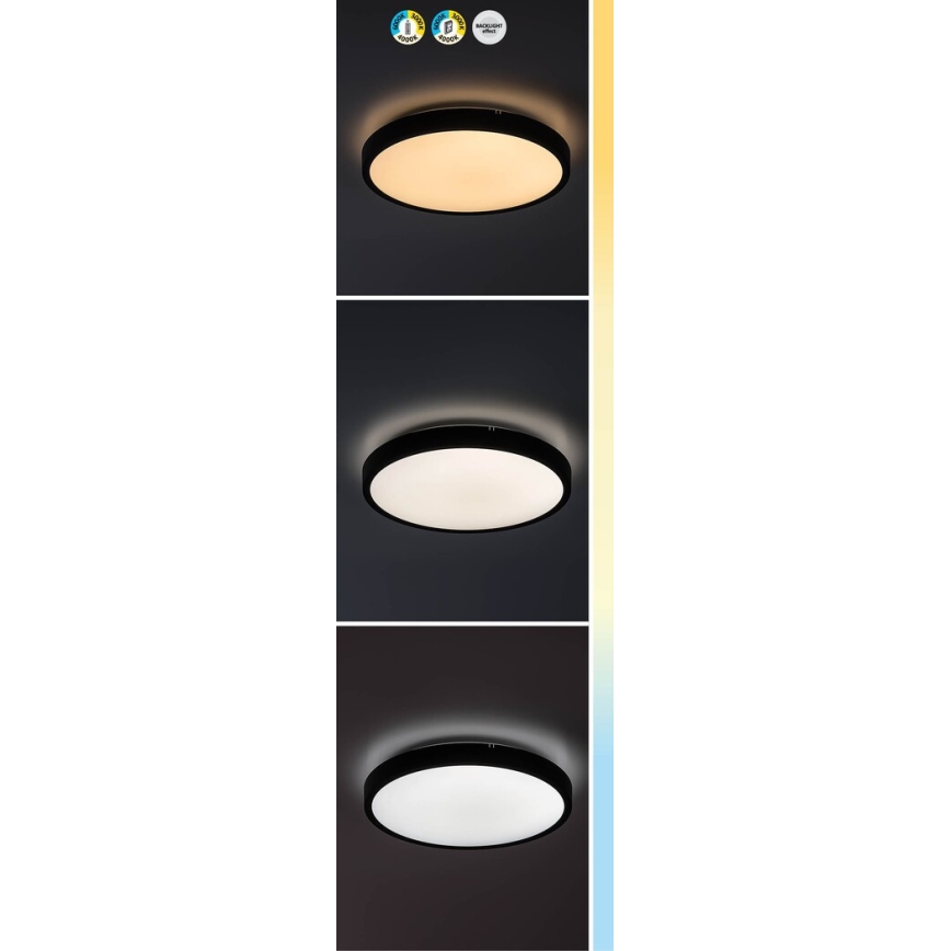 Rabalux - LED loftlampe til badeværelse dæmpbar LED/24W/230V 3000-6000K IP44 diameter 35,5 cm sort + fjernbetjening