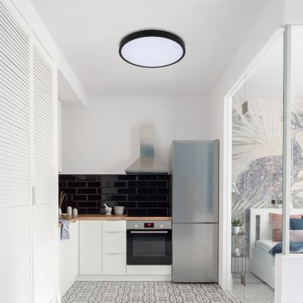 Rabalux - LED loftlampe til badeværelse m. RGB-farver dæmpbar LED/36W/230V 3000-6000K Wi-Fi Tuya IP44 diameter 42 cm sort + fjernbetjening