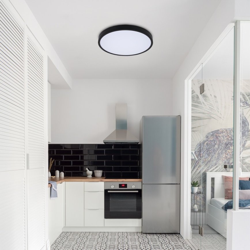 Rabalux - LED loftlampe til badeværelse m. RGB-farver dæmpbar LED/36W/230V 3000-6000K Wi-Fi Tuya IP44 diameter 42 cm sort + fjernbetjening