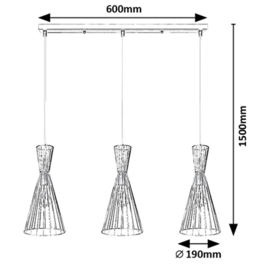 Rabalux - Loftlampe med ledning 3xE27/60W/230V