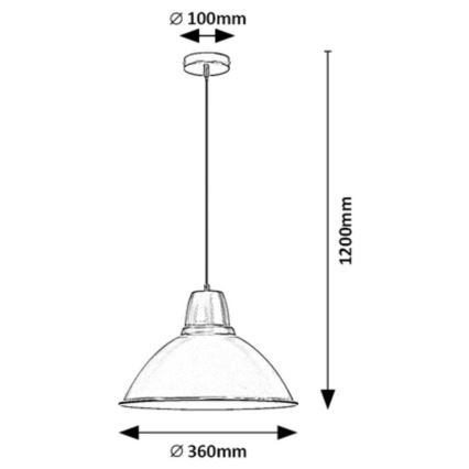 Rabalux - Pendel på ledning 1xE27/60W/230V Ø 36 cm sort