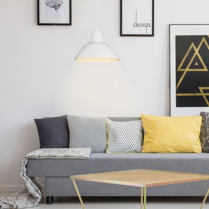 Rabalux - Pendellampe med ledning 1xE27/60W/230V Ø 36 cm hvid