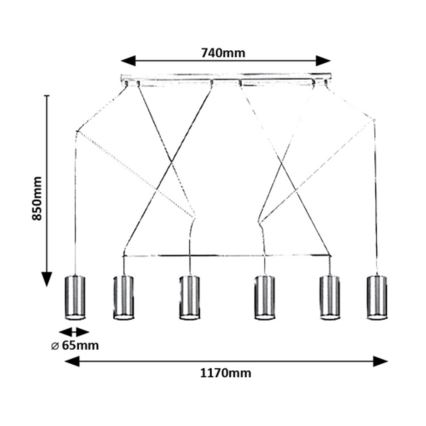 Rabalux - Loftlampe med wire 6xGU10/50W/230V