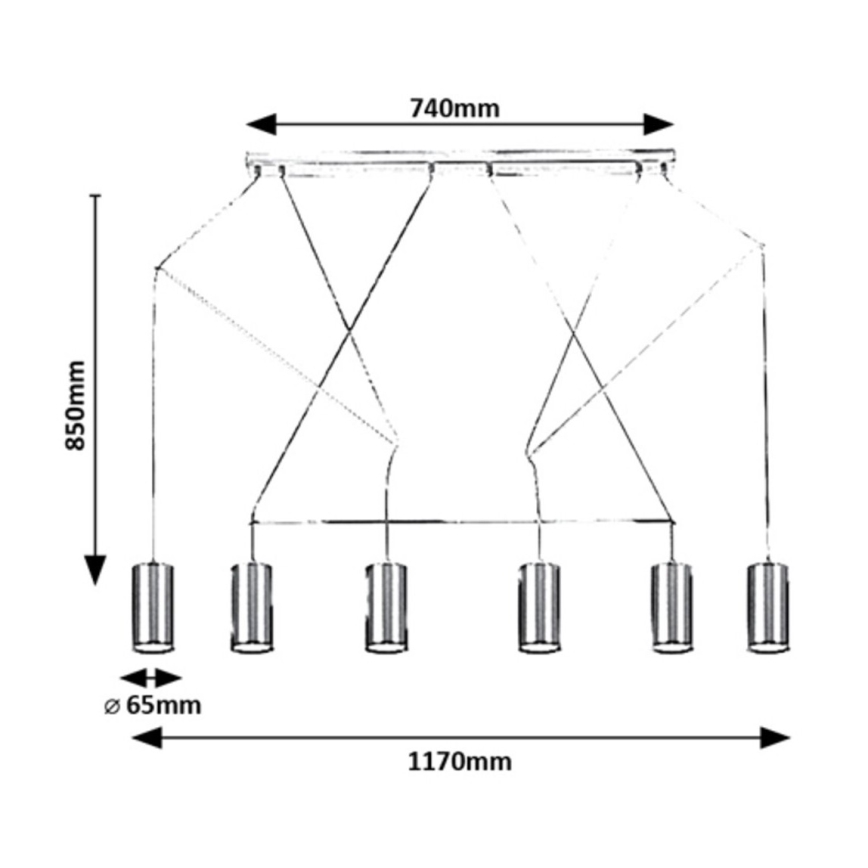 Rabalux - Loftlampe med wire 6xGU10/50W/230V