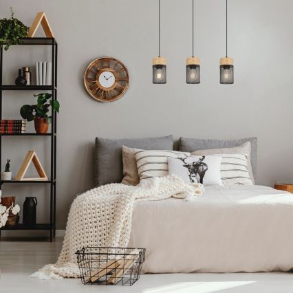 Rabalux - Loftlampe med ledning 3xE27/25W/230V bøg