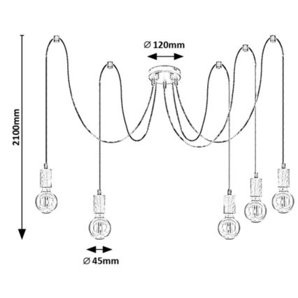 Rabalux - Loftlampe med wire 5xE27/60W/230V edderkop bøg