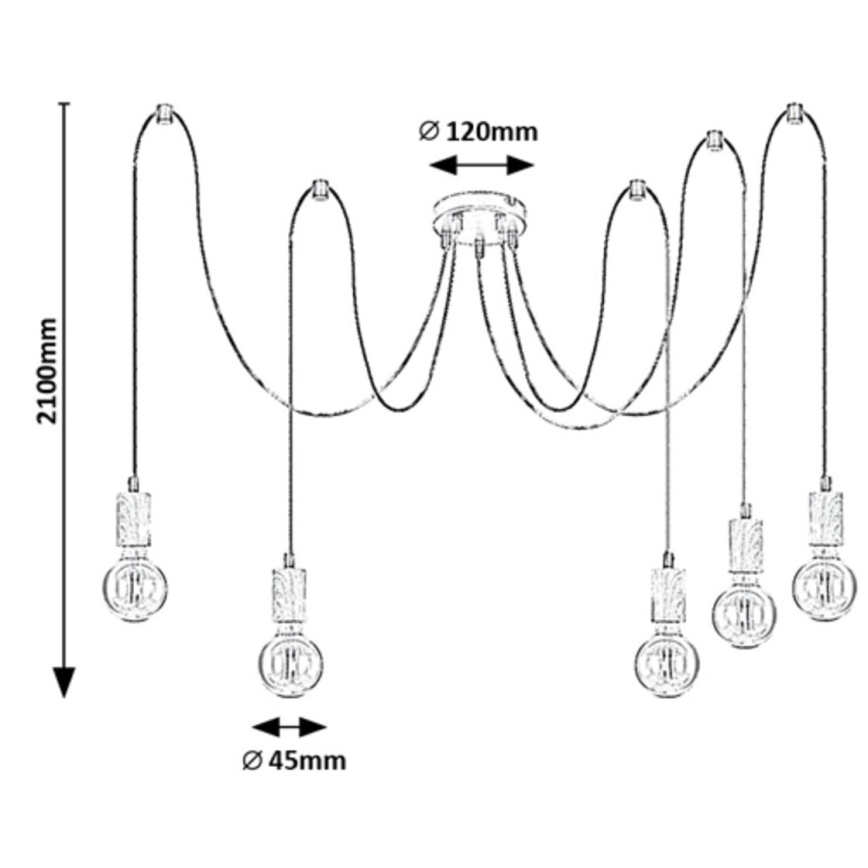 Rabalux - Loftlampe med wire 5xE27/60W/230V edderkop bøg
