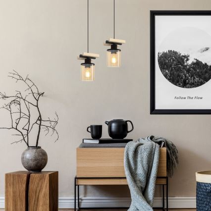 Rabalux - Loftlampe på stang 1xE27/25W/230V fyrretræ