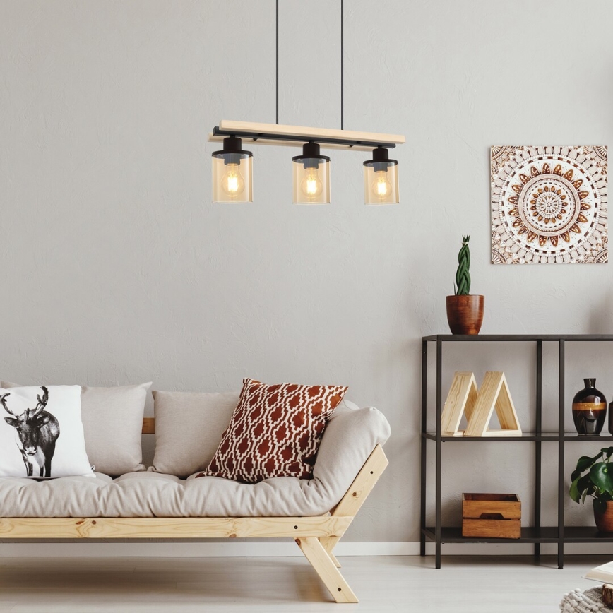 Rabalux - Loftlampe med ledning 3xE27/25W/230V fyrretræ