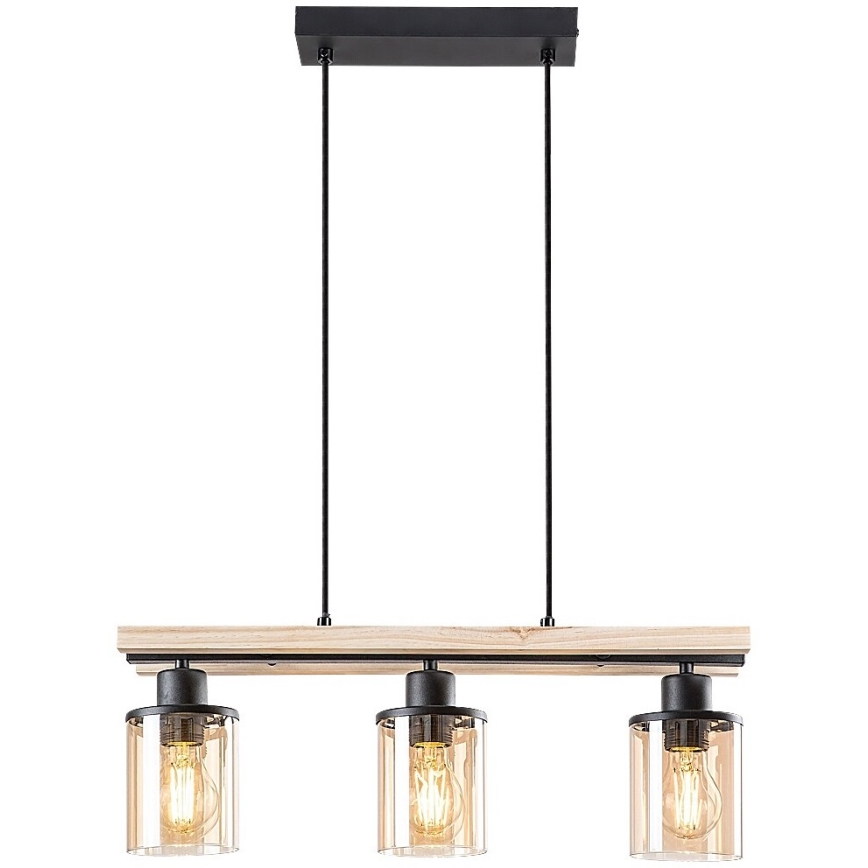 Rabalux - Loftlampe med ledning 3xE27/25W/230V fyrretræ