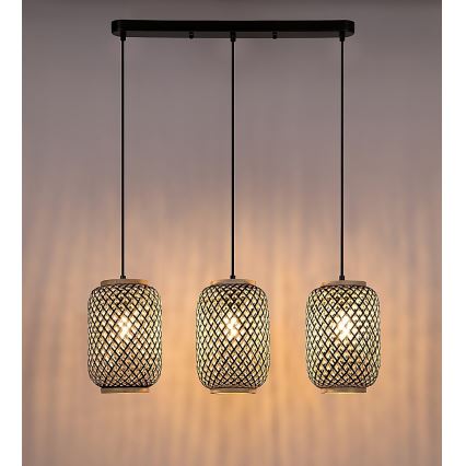 Rabalux - Loftlampe med ledning 3xE27/40W/230V rattan