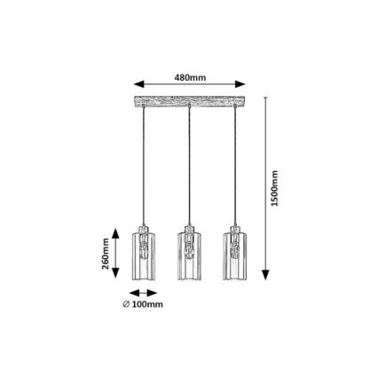 Rabalux - Loftlampe med ledning 3xE27/25W/230V