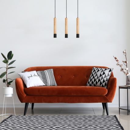 Rabalux - Loftlampe med ledning 3xGU10/50W/230V bøg