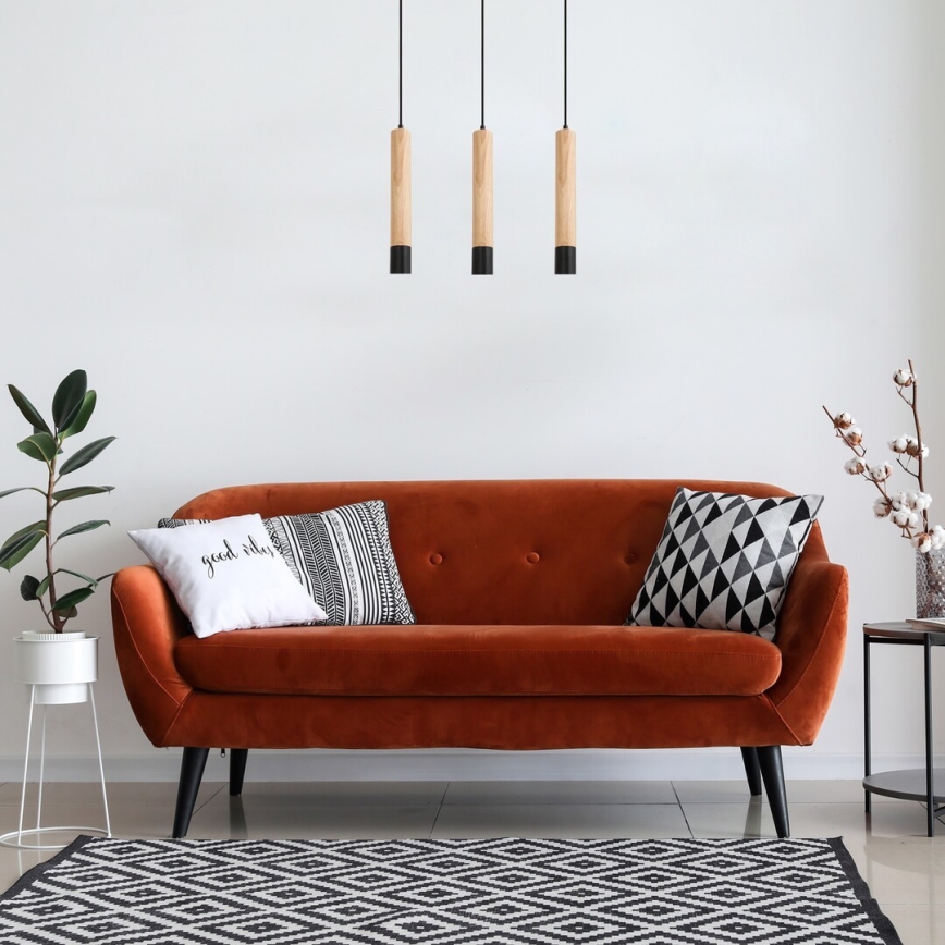 Rabalux - Loftlampe med ledning 3xGU10/50W/230V bøg