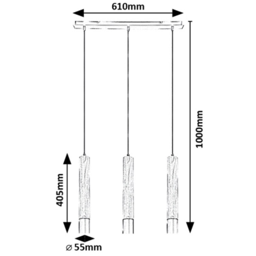 Rabalux - Loftlampe med ledning 3xGU10/50W/230V bøg