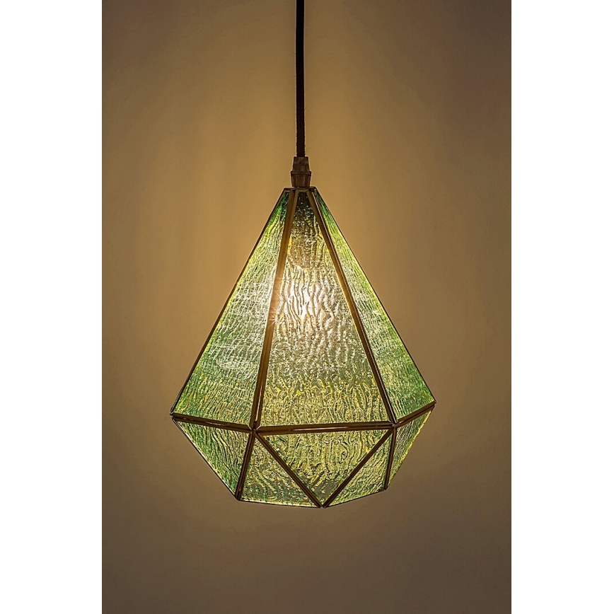 Rabalux - Tiffany farvet glas pendel på snor 1xE14/40W/230V blå/guldfarvet