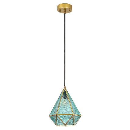 Rabalux - Tiffany farvet glas pendel på snor 1xE14/40W/230V blå/guldfarvet