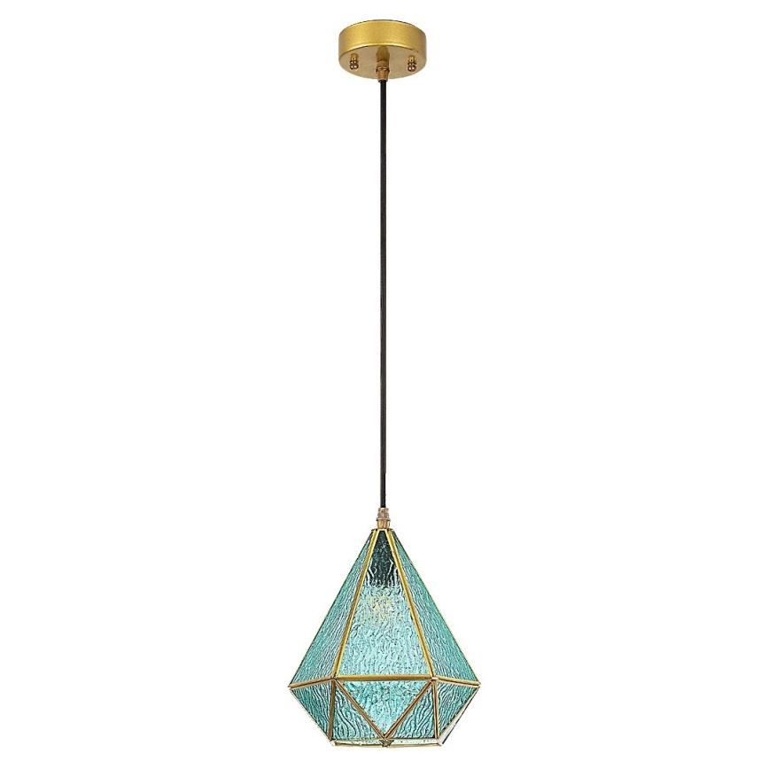 Rabalux - Tiffany farvet glas pendel på snor 1xE14/40W/230V blå/guldfarvet