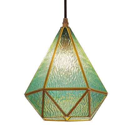 Rabalux - Tiffany farvet glas pendel på snor 1xE14/40W/230V blå/guldfarvet