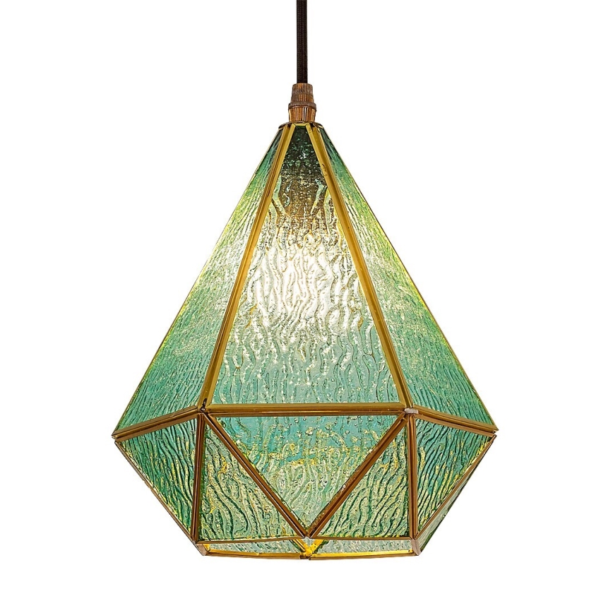 Rabalux - Tiffany farvet glas pendel på snor 1xE14/40W/230V blå/guldfarvet