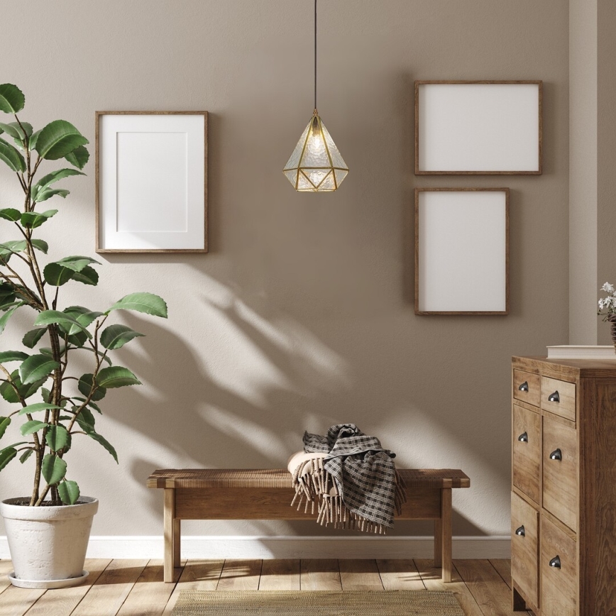 Rabalux - Tiffany farvet glas pendel på snor 1xE14/40W/230V guldfarvet