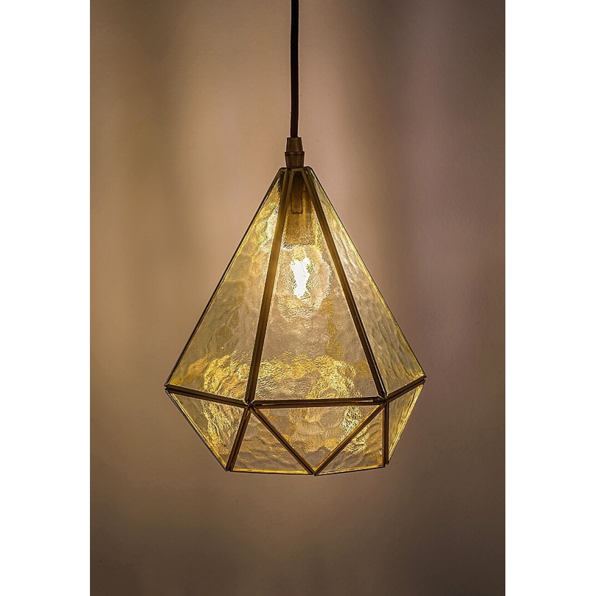 Rabalux - Tiffany farvet glas pendel på snor 1xE14/40W/230V guldfarvet