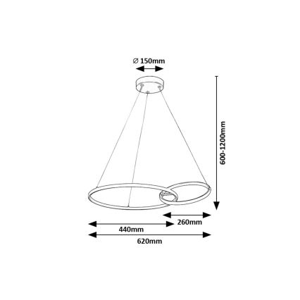 Rabalux - LED pendel LED/36W/230V sort/guldfarvet