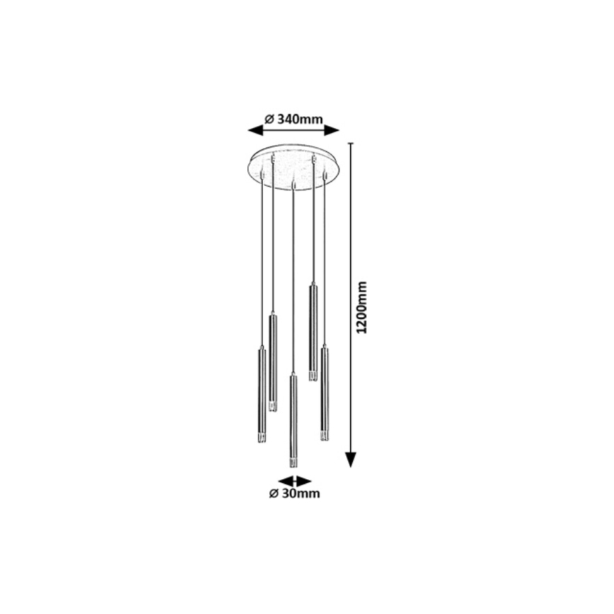 Rabalux - Pendel 5xG9/5W/230V sort