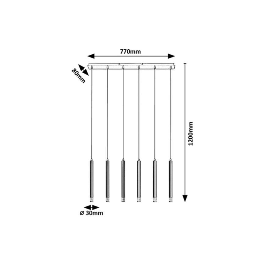 Rabalux - Pendel 6xG9/5W/230V sort