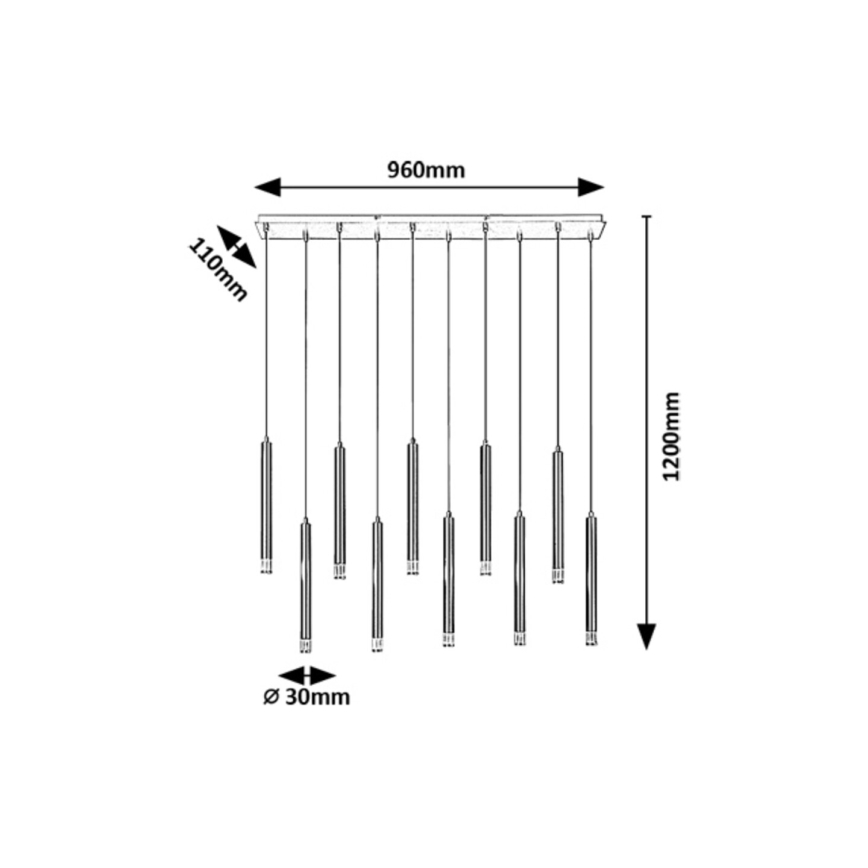 Rabalux - Pendel 10xG9/5W/230V sort
