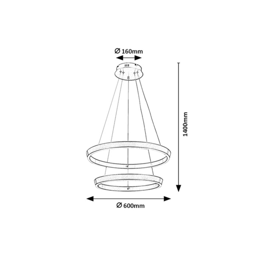 Rabalux - Dæmpbar LED-lysekrone på kabel LED/45W/230V 3000-6500K + fjernbetjening