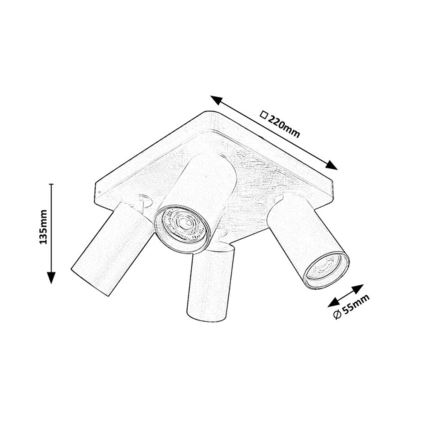 Rabalux - Loftspot 4xGU10/7W/230V sort