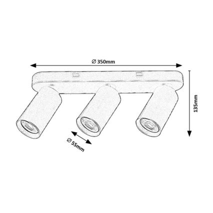 Rabalux - Loftspot 3xGU10/7W/230V hvid