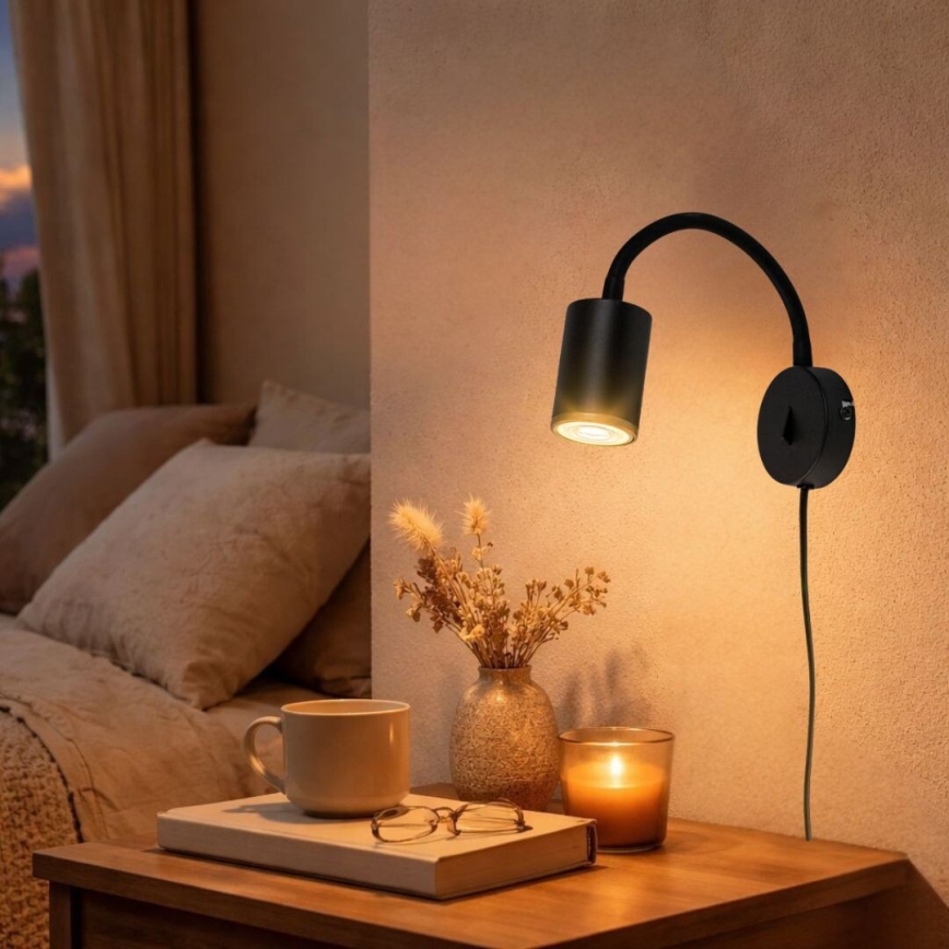 Rabalux - Væghængt spotlampe 1xGU10/15W/230V sort