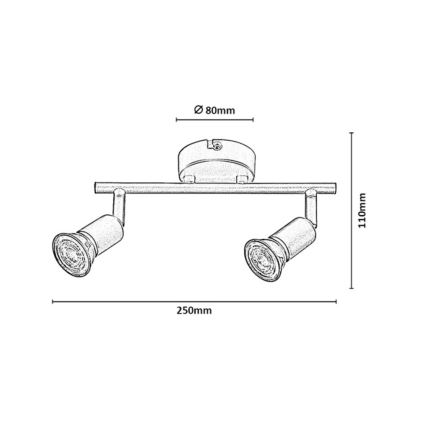 Rabalux - Spotlampe 2xGU10/25W/230V sort