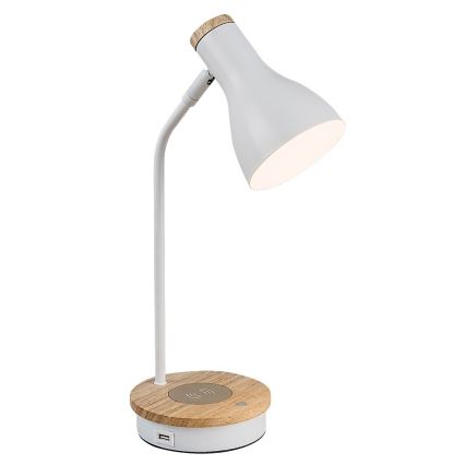 Rabalux - Bordlampe m. trådløs opladning og touch-funktion dæmpbar 1xE14/25W/230V gummitræ