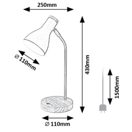 Rabalux - Bordlampe 1xE14/25W/230V gummitræ