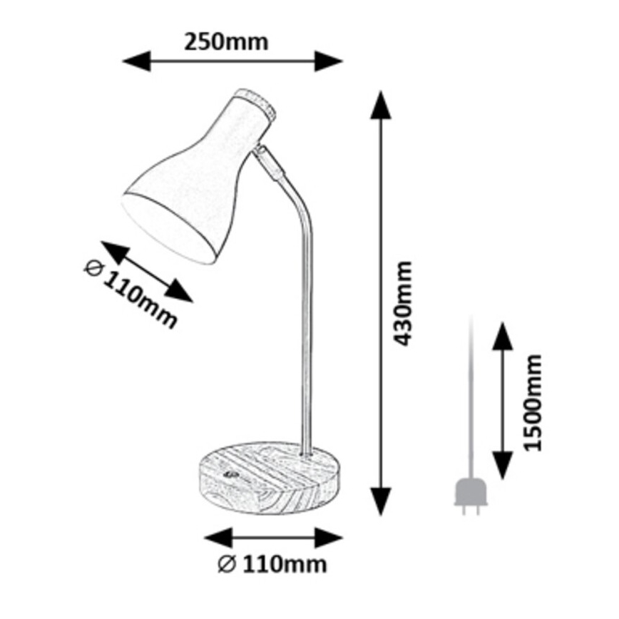 Rabalux - Bordlampe 1xE14/25W/230V gummitræ