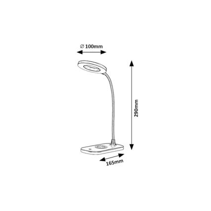 Rabalux - LED Bordlampe m. trådløs opladning og touch-funktion dæmpbar LED/5W/5V 2700-6000K sort