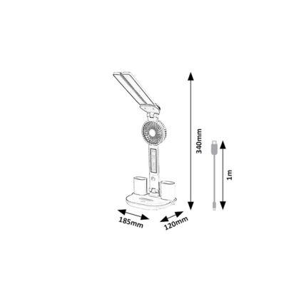 Rabalux - Dæmpbar LED-bordlampe med ventilator og display LED/7W/5V 3000/4000/6500K