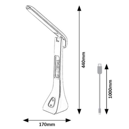 Rabalux - LED dæmpbar bordlampe med display LED/7W/5V 4000K hvid