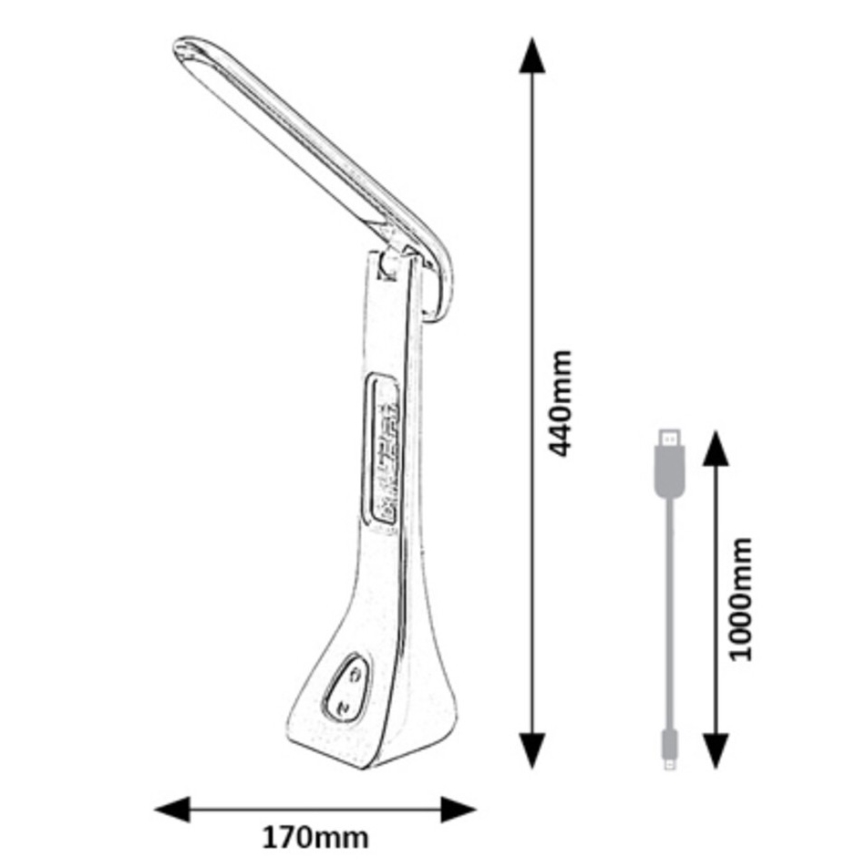 Rabalux - LED dæmpbar bordlampe med display LED/7W/5V 4000K hvid