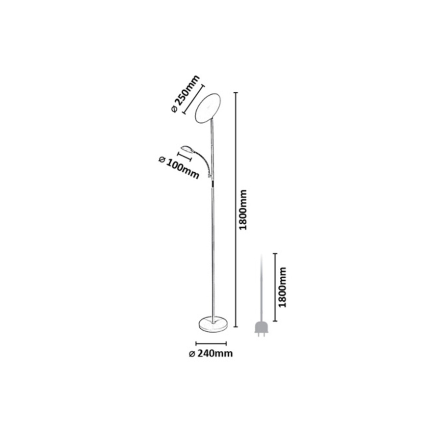 Rabalux - LED-dæmpbar gulvlampe LED/23W/230V 3000/4200/6500 sort