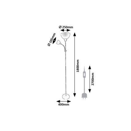 Rabalux - Gulvlampe 1xE27/60W/230V + 1xE14/25W beige