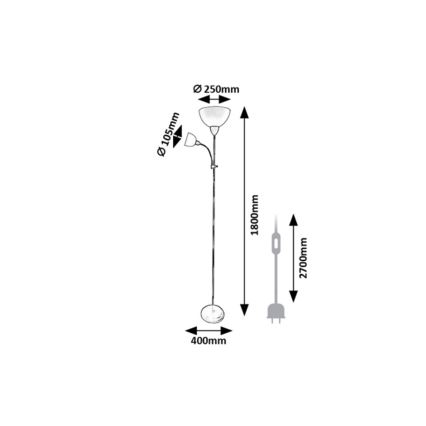 Rabalux - Gulvlampe 1xE27/60W/230V + 1xE14/25W sort