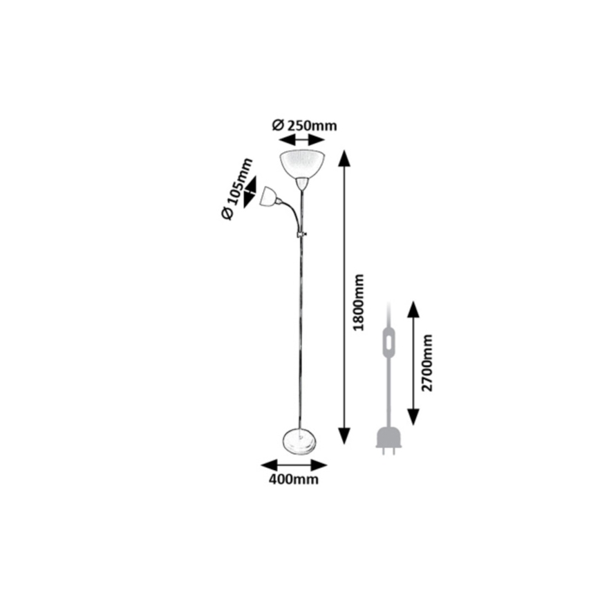 Rabalux - Gulvlampe 1xE27/60W/230V + 1xE14/25W sort