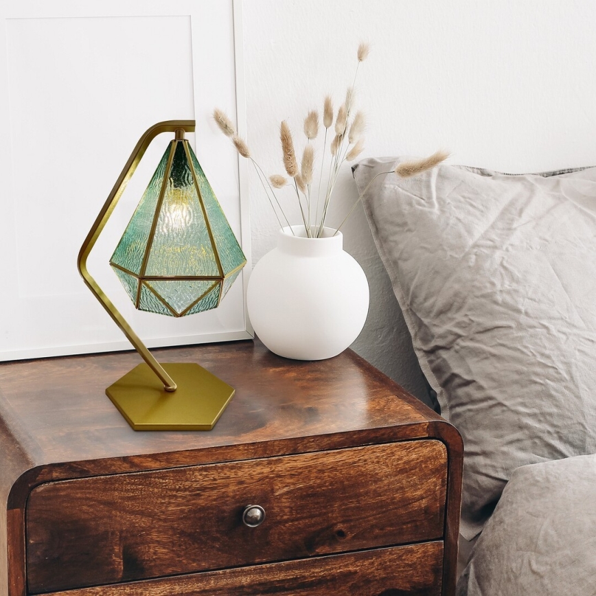 Rabalux - Tiffany farvet glas bordlampe 1xE14/40W/230V guldfarvet/blå