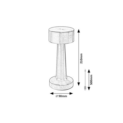 Rabalux - Genopladelig LED lampe m. touch-funktion LED/2,7W/5V 1200mAh 3000/4000/6000K mat krom